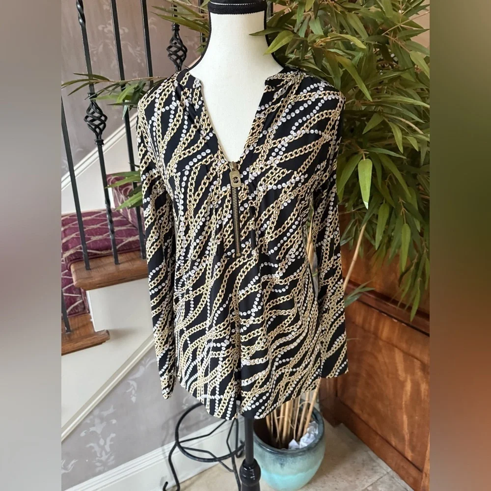 MICHAEL KORS ladies, chain-link style, long sleeve blouse size small